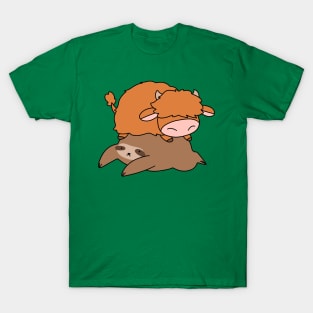 Sloth and Little Highland Cow T-Shirt